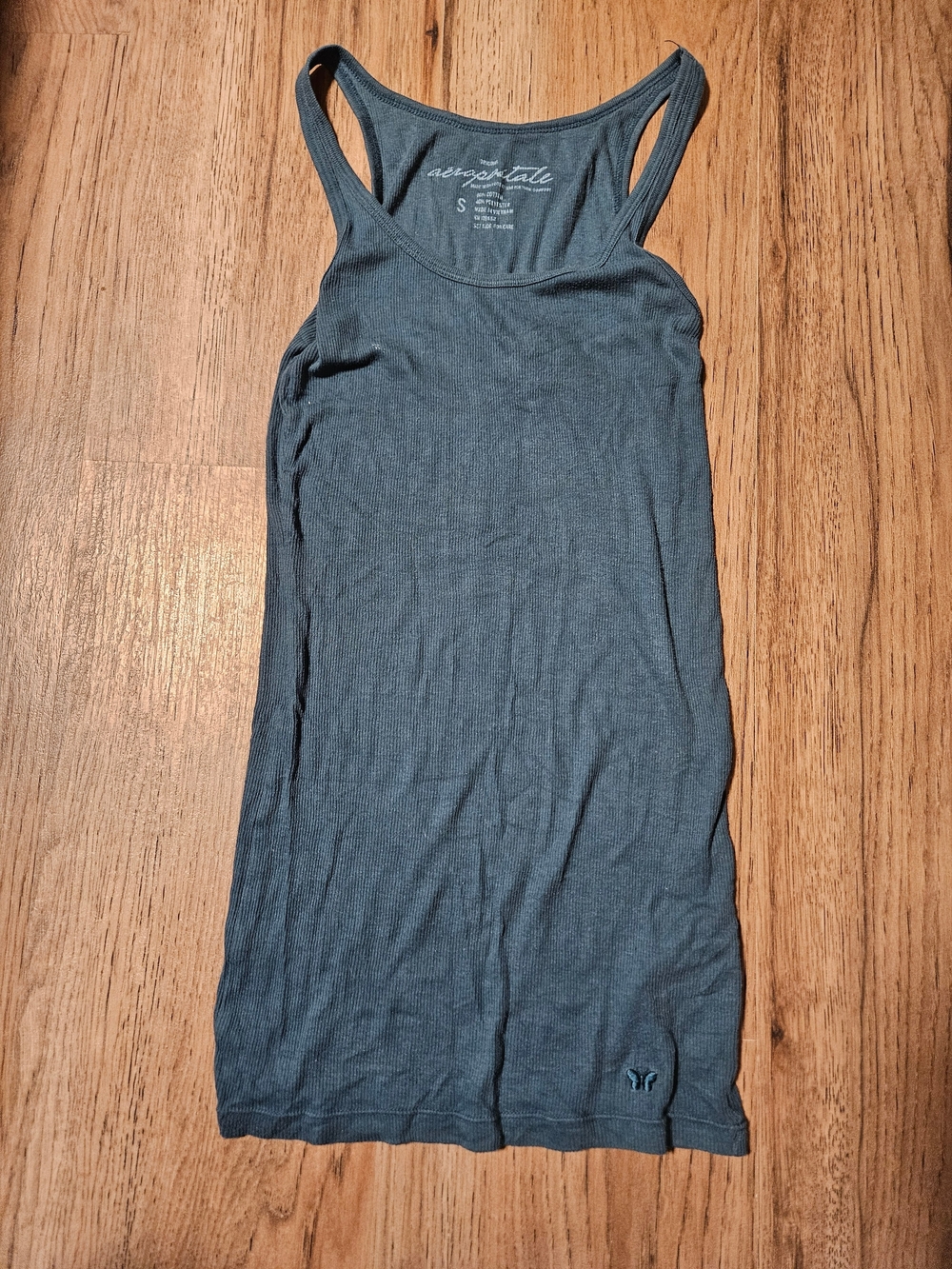 Aeropostale Original Women's Slate Blue Ribbed Racerback Tank